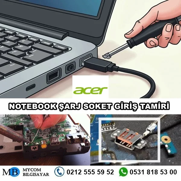 Acer laptop şarj girişi tamiri