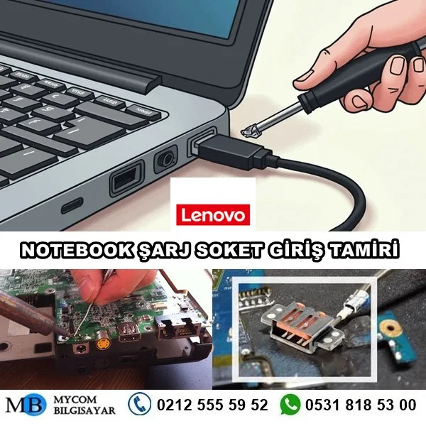 Lenovo laptop şarj girişi tamiri